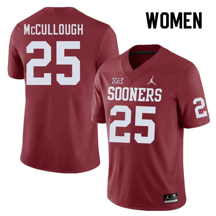 Women #25 Daeh McCullough Oklahoma Sooners College Football Jerseys Stitched Sale-Crimson